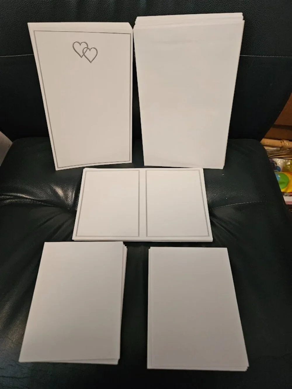 Silver Double Heart Invitation Kit - White Cards